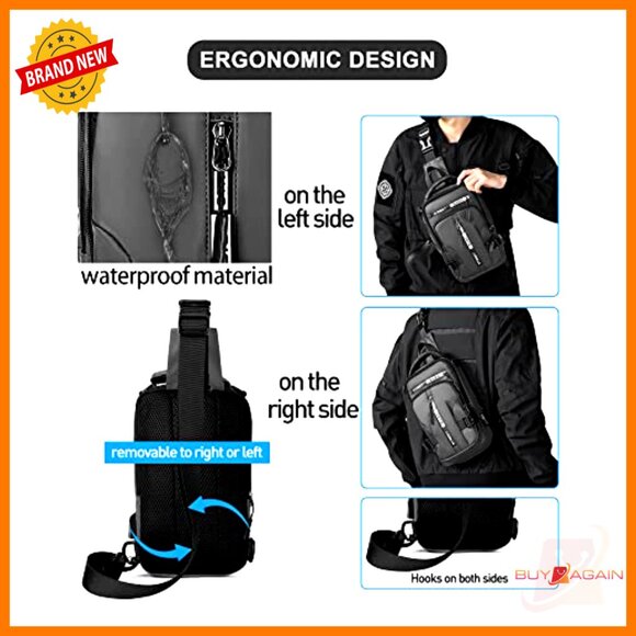 Mini Anti-Theft Sling Backpack with USB Port for Hiking Travel Cycling - Picture 6 of 6